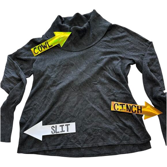 Womens Sweater Size Medium Gray Loose Cowl Neck - Picture 2 of 7